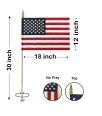 12"x18" US Memorial Flags with Gold Spear, No Fray- 3/8" Staff