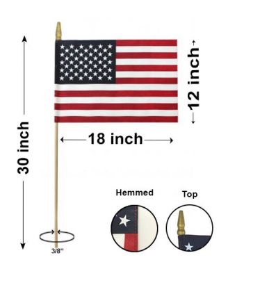 12"x18" US Mini - Gold Spear Top, Hemmed - 3/8" Staff