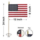 8" x 12" U.S. Memorial Flags- Gold Spear, Hemmed-...