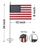 8" x 12" U.S. Memorial Flags- Gold Spear, No Fray-...