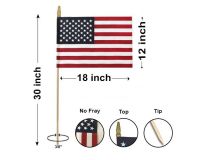 12"x18" US Memorial Flags- Gold Spear, No Fray with Ground Insert