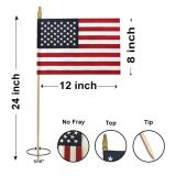 8"x12" US Memorial Flags - Gold Spear, No Fray with Ground Insert