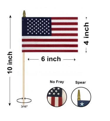 4" x 6" Hand-held Mini U.S. Flags - Gold Spear Top
