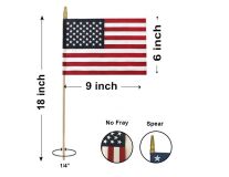 6" x 9" Hand-held Mini U.S. Flags - Gold Spear Top