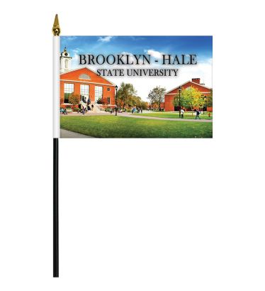 Custom 6"x9" Single Face Reverse Polyester Stick Flags