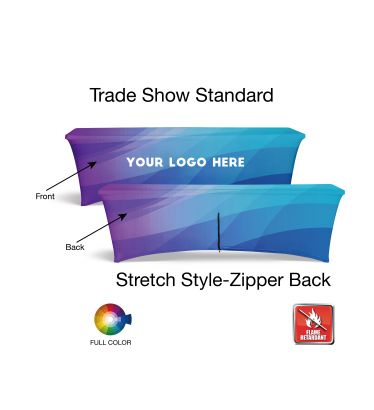 Zipper-Back Classic Custom Stretch Table Cover - Flame Retardant