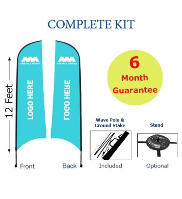 12' Wave Custom Banner Package - Single Face Reverse