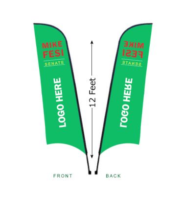 12' Wave Custom Replacement Banner - Single Face Reverse