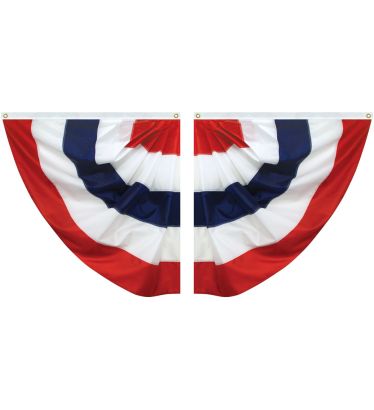 3'x3' Sewn RWB Stripes Pleated Fan - Nylon (Set of 2)