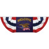 3'x9' Sewn RWB Stripes Pleated Drape - Welcome & Eagle