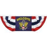 3'x9' Sewn RWB Stripes Pleated Drape - Welcome & The Great Seal