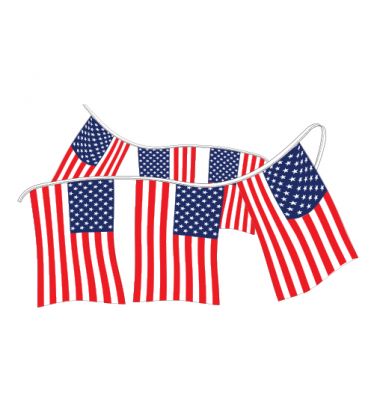 60' Mini US Flags Strings- 4-mil