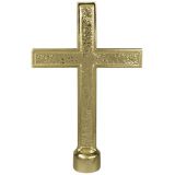 6-1/2" Traditional Gold Metal Cross - Threaded - Indoor/Parade