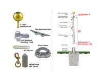 20' Heavy Commercial Bolted-Base Removable Flagpole 