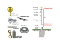 30' Heavy Commercial Bolted-Base Removable Flagpole 