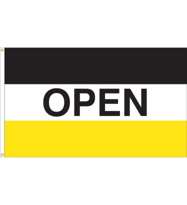 3'x5' Open Message Outdoor Nylon Flag - Black, White, & Yellow 3'x5' Open Message Outdoor Nylon Flag - Black, White, & Yellow