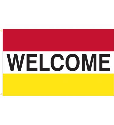 3'x5' Welcome Message Outdoor Nylon Flag - Red, White, & Yellow