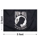 3'x5' POW/MIA Single Face Reverse Polyester Flags - Outdoor
