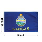 3'x5' Kansas Indoor Nylon Flag 