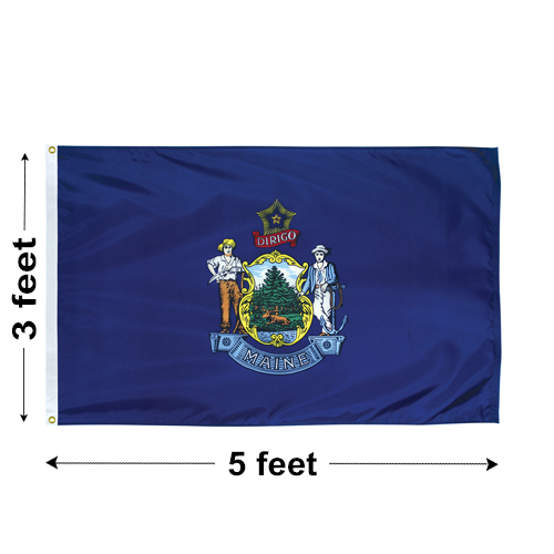 3'x5' Maine Polyester Outdoor Flag Maine Flags Tuff Flags 8882US